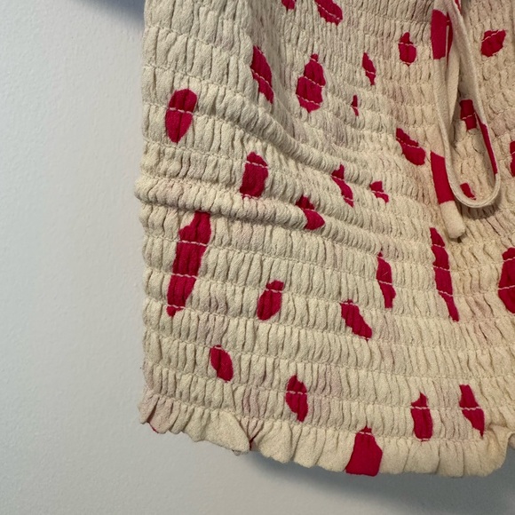 Wilfred Crepette Puff Sleeve Crop Top with Pink Animal Detail - Size XS - Picture 3 of 6